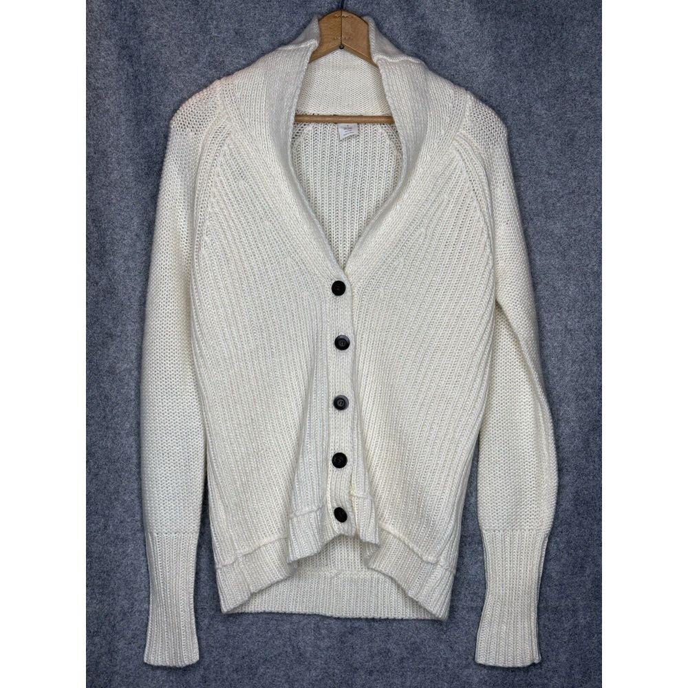 J Crew Women's Wool Cotton Shawl Collar Chunky Knit Grandpa Cardigan Small